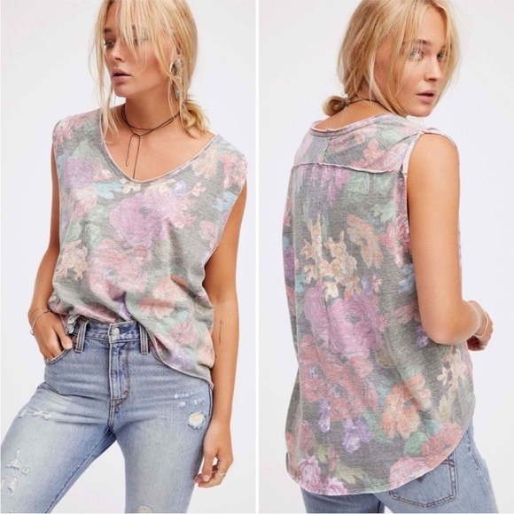 Free People Tops - Free People We The Free Gardenia Floral High Low romantic size medium